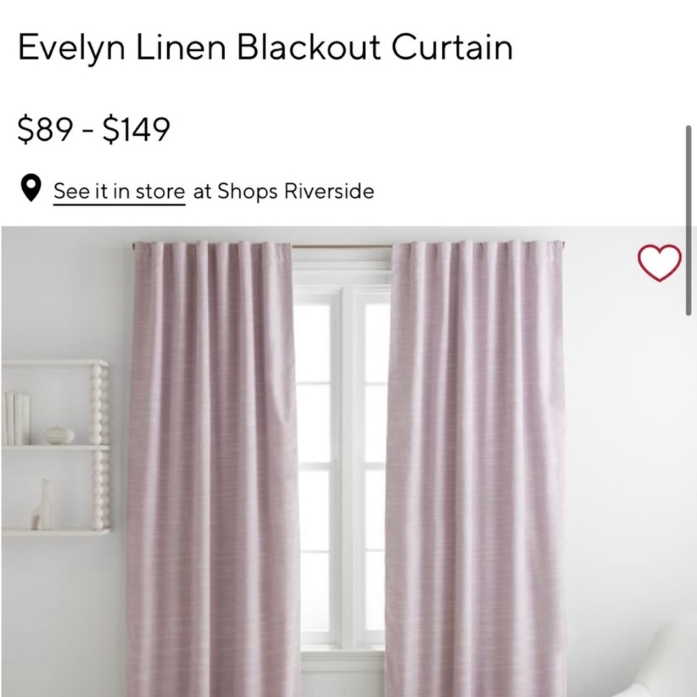 2 Evelyn black out curtain panels in lilac